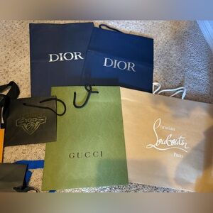Gucci, Dior, and Louboutin Shopping Bags